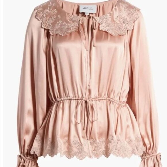 Reformation Kacey Musgraves NWT Lillie Eyelet Embroidered Silk Top Boho Western - Picture 4 of 15